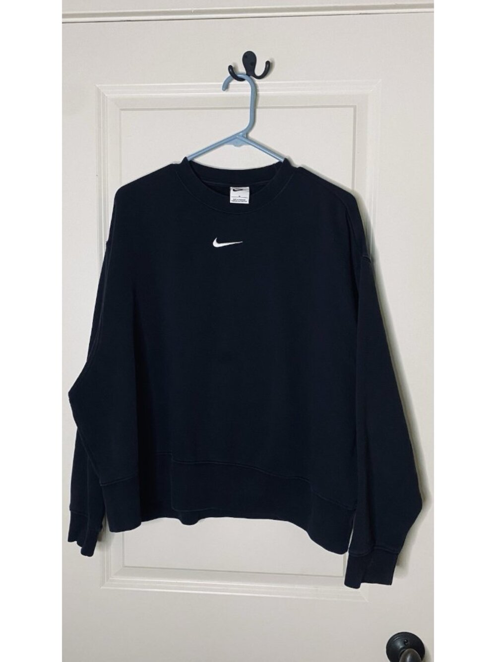 Nike Womens Plus 1X Sportswear Essentials Oversized Fleece Crew Sweatshirt Black